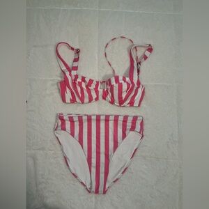 Victoria Secret Pink and White Striped Bikini Set